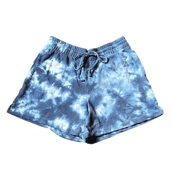 Danskin French Terry Blue/White Tie-Dye Shorts w/Elastic & Drawcord Waist Sz M/M - Picture 1 of 6